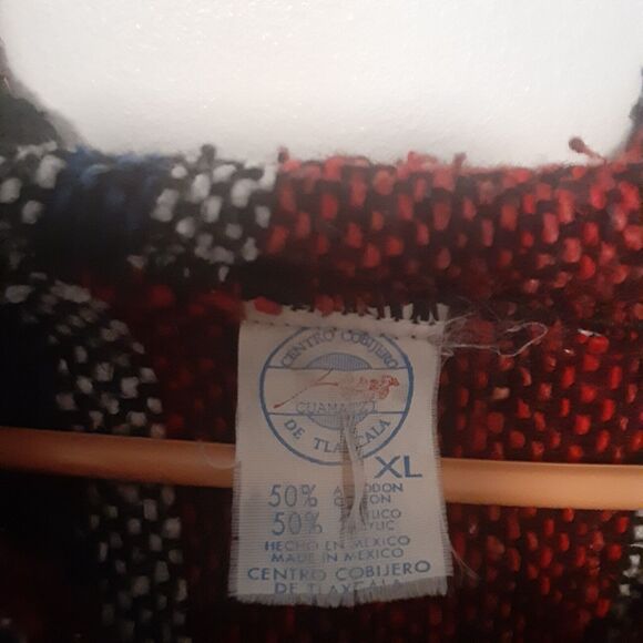 Artesanias Cuamatzi Size XL Baja Mexican Blanket Pullover Poncho Hoodie Striped - Picture 3 of 10